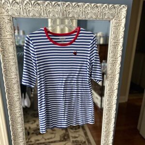 Like new Duluth Trading Company long tail ladybug tshirt top, M,red/white/blue